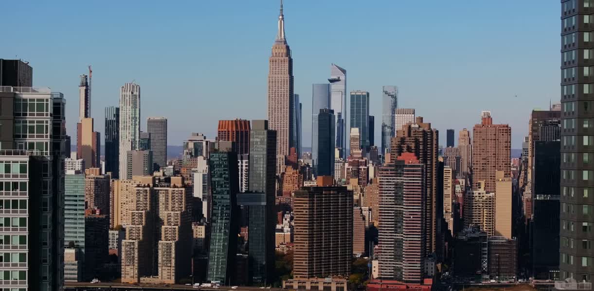 Midtown Manhattan skyline with the Empire State Building on a clear day